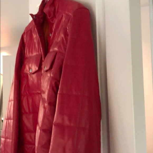 Tommy Hilfiger Jackets & Blazers - TOMMY HILLFIGER GENUINE RED LEATHER PUFFER